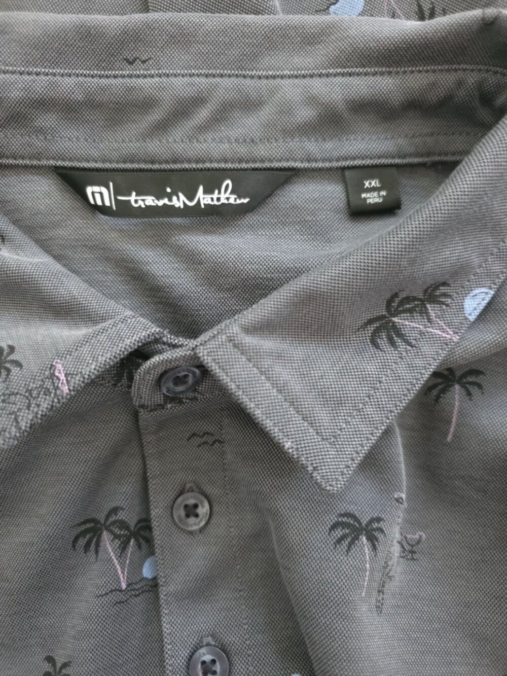TravisMathew ENSENADA Golf Polo Shirt Pima Cotton Blend Heather Dark Gray XXL - Picture 4 of 6